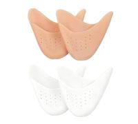 2 Paires de Protections d'Orteils en Silicone Gel, Coussinets Souples pour Chaussures de Danse Pointes, Talons Hauts, Capuchons Respirants pour Soulager les Douleurs et Ampoules (Beige et blanc)