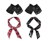 2 Paires De S À Demi-Doigts Noirs, 2 Morceaux D'Écharpes, Accessoires De Rock Créatifs Et Personnalisés, Simple Et À La Mode, Les S De Conduite En Plein Air.