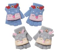 2 Paires De S En Peluche De Dessin Animé, S Mignons Pour Enfants, S D'Hiver, S Chauds, S Sans Doigts Pour Enfants