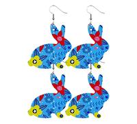 2 paires d'oreilles lapin carotte d'oreilles pour femmes filles lapin de Pâques pendantes acrylique léopard pendantes bijoux de Pâques cadeau Boucle D'Oreille Femme