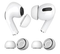 2 Paires Embouts de Rechange pour AirPods Pro Gen 1 & 2 par MMOBIEL - Embouts Auriculaires Silicones avec Trou Réduction Bruit, Boîte Rangement Portable et Adaptable à Le Boîtier Chargeur - L - Blanc