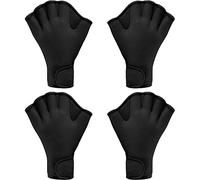 2 Paires Gants de Natation Gants de Formation de Natation Aquatique Gants en Néoprène Gants Palmés d'Entraînement Fitness Résistants à Eau avec Sangle de Poignée (Noir, M)