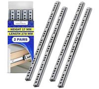 2 Paires Glissiere pour Tiroir sur Roulement à Billes 278 mm x H 17 mm - Télescopiques Coulisse Tiroir Ont une Extension Partielle de 202 mm - Garantie de 10 Ans - MONTERAL