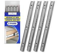 2 Paires Glissiere pour Tiroir sur Roulement à Billes 350mm x H 27 mm - Télescopiques Coulisse Tiroir Ont une Extension Partielle de 236 mm - Garantie de 10 Ans - MONTERAL
