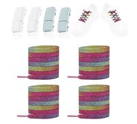 2 paires Lacets Élastiques sans Nœud Vert&Blanc Boucle Magnétique et Lacets de Couleur Arc-en-ciel Lacets Paresseux sans Nœud pour Baskets Bottes en Toile pour Cyclisme Marche Voyages