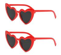 2 Paires Lunette de Soleil Coeur, UV400 et Protection Lunette Coeur, Lunettes de Fête Rétro pour Voyages Costume de Mariage Accessoires