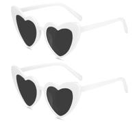2 Paires Lunette de Soleil Coeur, UV400 et Protection Lunette Coeur, Lunettes de Fête Rétro pour Voyages Costume de Mariage Accessoires