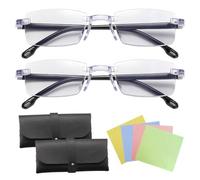 2 Paires Lunettes Mise Au Point Automatique Intelligentes Confortables | Comprend lunettes, étuis et chiffons. Verres et monture en PC avec filtre lumière bleue, idéal lecture et ordinateur.