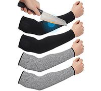2 Paires Manchons Résistants à Coupures Protège-Bras Minces Protecteurs de Garde de Bras pour Peau Fine Manchons de Bras d’Ecchymoses pour Hommes Femmes (Gris, Noir)