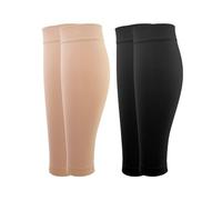 2 Paires Medicale Bas de Contention Femme et Homme 20-30mmhg Classe 2, Mollets Chaussettes de Contention pour Les varices, l'œdème, Vol de Voyage (Noir+Beige, M)