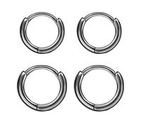 2 Paires Mini Creoles Argent 925 Sterling Petite Créole Boucle d Oreille Petit Anneau Anneaux Oreilles Cartilage Femme Homme Ronde Noir Huggies Hoops Earrings Set 7 MM 9 MM