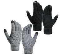 2 Paires Moufles Chauffants Tactiles d'hiver en Tricot Épais | Écrans Tactiles, Protection des Mains par Temps Froid, Usage Extérieur, Style Tricoté Confortable
