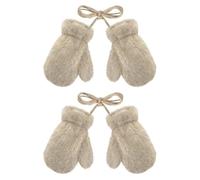 2 Paires Moufles d’Hiver avec Cordon pour Enfant 2-5 Ans Moufles Chaudes avec Doublure Polaire Gants Thermiques avec Ficelle pour Fille Garçon Mitaines Épaisse pour Activités en Plein Air, Kaki