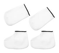 2 Paires Moufles et Bottes pour Bain à Paraffine, Polyester Blanc | Doublure en Maille, Conservation Chaleur, Usage Spa pour Mains et Pieds, Protection Professionnelle