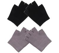 2 Paires Moufles Hydratants de Spa sans Doigts | Lot, Coton 95 % et Élasthanne 5 %, Noir, Usage Écriture et Tâches Ménagères