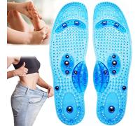 2 Paires Semelles de massage magnétiques, coussinets de massage des pieds d'acupression, semelle magnetique amincissante, semelle de massage magnétique, semelles orthopédiques,S, blue