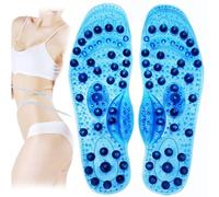 2 Paires Semelles De Massage, Semelle Magnetique Amincissante, Semelle Reflexologie Plantaire, Chaussure D'acupression D'aimant Naturel De Thérapie Magnétique De Pied De Santé,L,blue