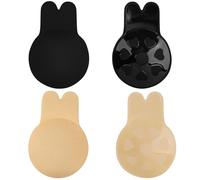 2 Paires Soutien Gorge Adhesif, Remonte Sein Soutien Gorge Dos Nu Push Up Invisible Cache Tetons, Soutien-Gorge sans Bretelles Bras pour Femme (Nude + Noire, Taille L)