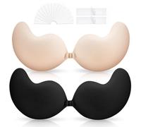 2 Paires Soutien Gorge Dos Nu Push Up Adhesif & 36pcs Body Tape | Bra Tape Coque Soutien Gorge Adhesif Coque Poitrine Femme Sticky Bra Respirant & Invisible avec Fashion Tape