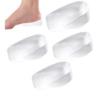 2 Paires Talonnettes en Gel Silicone 2 cm, Semelles Chaussures Transparentes, Talon Invisible et Neutre pour Soulager les Douleurs au Talon et la Fasciite Plantaire