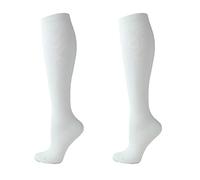 (2 Pairs)Compression Socks for Men and Women Flight Socks Compression Stockings Running Socks for Running,Shin Splints,Flight Travel-Boost Stamina, Circulation and Recovery (L-XL,White)