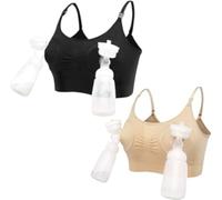 2 Pairs Femme(L) Tire Laits Bustier Mains Libres Soutien-Gorge Maternité Doux Allaitement Bras Coton Confort Brassière Taille Au Choix