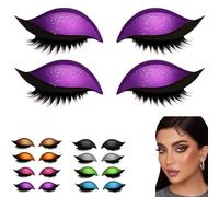 2 Pairs Lazy Eye Shadow Eyelash Patch, Eyeshadow and lash Sticker, 2-in-1 Reusable Eye Makeup Stickers with False Lashes & Shadow (Purple)