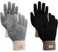 2 Pairs Women's Winter Warm Knitted Gloves - Touch Screen Thermal Driving Cycling Work Gloves