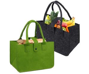 2 Panier Pellet pour Insert Bois XL 1 Gris 1 Vert Bois Panier à Pellets Cheminée Cabas Courses Courses Sac Shopping Sac à Bouteille pour le Transport Journaux Jouets Faire du Shopping