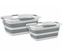 2 paniers à linge pliables 28 et 40 L Infactory