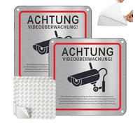2 Panneau Camera Surveillance 15 X 15 Cm, Pancarte Video Surveillance, Avec Autocollant Et 4 Trous Percés, Adaptés à Une Utilisation En Extérieur