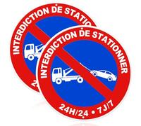 2 Panneau Interdiction de Stationner, Panneau Stationnement Interdit (B) | pour Usage Extérieur & Parking Privé, Signalisation Claire et Résistante, Panneau Interdit de Stationner, 19x19 cm