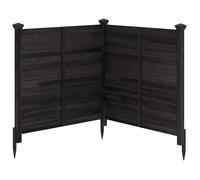 2 Panneaux Clôture de Jardin Modulable 119x119cm COSTWAY-en Bois Sapin à Lattes avec Piquets-Cache Poubelle,Climatiseur-Noir