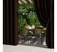 2 panneaux de rideaux d'extérieur pour terrasse, porche, pergola - Rideaux d'extérieur imperméables et résistants aux intempéries - Isolation thermique avec œillets - Marron - 132 x 243 cm (l x L)