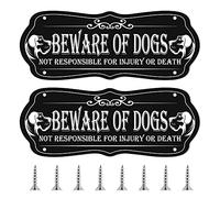 2 panneaux en métal avec vis pour clôture, 22,9 x 8,9 cm, inscription « BEWARE OF DOGS »