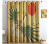2 Panneaux Rideaux occultants 110 x 215 cm, Fantasy Phoenix Sun Imprimé Rideau À Oeillets pour Filles garçons Salon Chambre décor, Issu Doux et Infroissable, Jaune