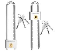 2 Paquet de Cadenas à Anse Longue avec Clé Anse Argentée Amovible de 5,1 cm en Laiton Massif pour Portails, Armoires, Coffres-Forts, Cadenas de Vélo