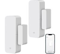 2 Paquet de capteur de Porte WiFi, capteur de fenêtre de Porte Tuya, Alarme en Temps réel de capteur de fenêtre Compatible avec Alexa Google, capteur de Contact Ouvert de Porte de sécurité à Domicile