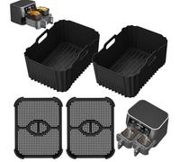 2 Paquet Moule Air Fryer et 2 Pack Grille Anti Projection pour Ninja Foodi AF400EU AF451EU, Réutilisable Moule Silicone Plat Air Fryer Accessoires