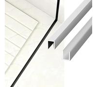 2 paquets 100 cm Canal U profond Retenue de verre de douche, Alliage d'aluminium Sans cadre Paroi de douche Rail à panneau fixe(Silver,4/16in(6mm))