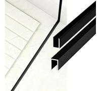 2 paquets 100 cm Canal U profond Retenue de verre de douche, Alliage d'aluminium Sans cadre Paroi de douche Rail à panneau fixe(Black,4/16in(6mm))