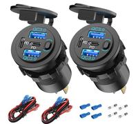 2 Paquets 78W 4 Port Prise USB 12V Chargeur de Voiture, Super Rapide Double PD3.0 & QC3.0 Port USB Multiple pour Voiture, Remplacement l'allume-Cigarette U-S-B C Prise 12volts pour Marine Bateau Moto