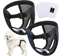 2 Paquets Couches pour Chien Femelles Lavables Pantalon pour Chien de Protection avec 6 Serviettes Hygiéniques Culotte Menstruelle pour Chien Chaleurs Saignements Mensuels, Noir et Bleu (M)