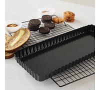 2 Paquets de 36x14cm Plaque à quiche antiadhésive Plaque à tarte de 14 pouces avec fond amovible Plaque à tarte rectangulaire "Lot de 2 poêles à quiche ; chacune mesure 36 x 14 x 3 cm (L x l x H). For