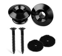 2 Paquets de Boutons de Sangle de Guitare, Guitar Strap Locks Bouton de Sangle de Guitare Acoustique en Cuivre avec Vis et Coussinets en Feutre pour Guitare Électrique Ukulélé Basse (Noir)