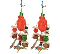 2 paquets de jouets pour oiseaux, jouets pour perroquets Perruche Recherche de nourriture Shredder Jouet à suspendre Balle à oiseaux Friandises Pour Perruche Mini Ara Perruche Nymphe Lovebird Petits-O