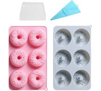 2 paquets de moules à beignets en silicone, 2 paquets de bagels en silicone antiadhésifs Pour la cuisson des beignets Set de poêles à beignets, Plateau de moulage réutilisable