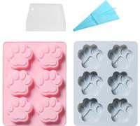 2 paquets de moules en silicone En forme de pattes d'animaux de compagnie, Animaux de compagnie canins, Empreinte de pattes d'animaux, Glaçons, Chocolat, Savon, Plateau de bougies, Party Maker, Moule