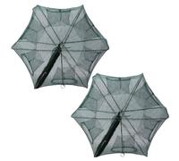 2 Paquets de Nasse à Poisson Pliable Appât à Écrevisses Crabe | Filet de pêche Portable, piège à crabe, Cage d'immersion, mailles en Nylon, cadre en acier, facile à utiliser, 6 à 12 trous