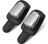 2 Paquets de Porte-Lunettes de Voiture Clip de Support de Lunettes de Soleil de Visière de Voiture Universel Cintre de Lunettes en Cuir et Clip de Carte de Ticket Porte-Lunettes (Noir)